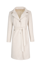 Krémový kabát s páskem